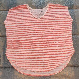 Free People/We the Free coral & ivory striped relaxed fit t-shirt Good used, XS